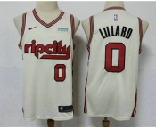 Men's Portland Trail Blazers #0 Damian Lillard Cream 2020 City Edition NBA Swingman Jersey With The Sponsor Logo