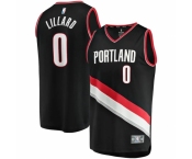 Men's Portland Trail Blazers #0 Damian Lillard Fanatics Branded Black 2020-21 Fast Break Replica Jersey