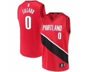 Men's Portland Trail Blazers #0 Damian Lillard Fanatics Branded Red 2020-21 Fast Break Replica Jersey