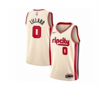 Men's Portland Trail Blazers #0 Damian Lillard Swingman Cream Basketball Jersey 2019-20 City Edition