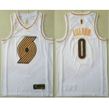 Men's Portland Trail Blazers #0 Damian Lillard White Golden Nike Swingman Stitched NBA Jersey