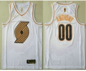 Men's Portland Trail Blazers #00 Carmelo Anthony White Golden Nike Swingman Stitched NBA Jersey