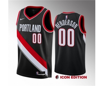 Men's Portland Trail Blazers #00 Scoot Henderson Black 2023 Draft Icon Edition Stitched Basketball Jersey