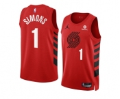 Men's Portland Trail Blazers #1 Anfernee Simons 2022-23 Red Statement Edition Swingman Stitched Basketball Jersey