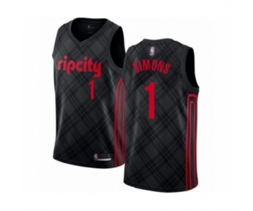 Men's Portland Trail Blazers #1 Anfernee Simons Authentic Black Basketball Jersey - City Edition