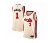 Men's Portland Trail Blazers #1 Anfernee Simons Swingman Cream Basketball Jersey 2019-20 City Edition