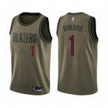 Men's Portland Trail Blazers #1 Anfernee Simons Swingman Green Salute to Service Basketball Jersey