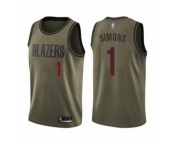 Men's Portland Trail Blazers #1 Anfernee Simons Swingman Green Salute to Service Basketball Jersey