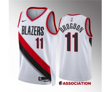 Men's Portland Trail Blazers #11 Malcolm Brogdon White Association Edition Stitched Basketball Jersey