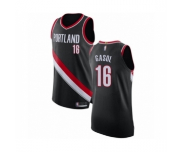 Men's Portland Trail Blazers #16 Pau Gasol Authentic Black Basketball Jersey - Icon Edition