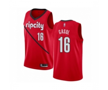 Men's Portland Trail Blazers #16 Pau Gasol Red Swingman Jersey - Earned Edition