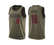 Men's Portland Trail Blazers #16 Pau Gasol Swingman Green Salute to Service Basketball Jersey