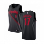 Men's Portland Trail Blazers #17 Skal Labissiere Authentic Black Basketball Jersey 2018-19 City Edition