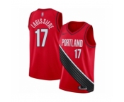 Men's Portland Trail Blazers #17 Skal Labissiere Authentic Red Finished Basketball Jersey - Statement Edition