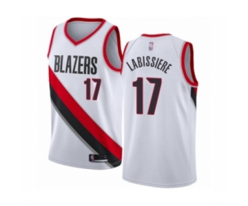 Men's Portland Trail Blazers #17 Skal Labissiere Authentic White Basketball Jersey - Association Edition