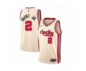 Men's Portland Trail Blazers #2 Gary Trent Jr. Swingman Cream Basketball Jersey 2019-20 City Edition