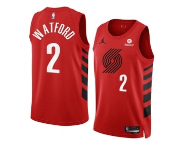 Men's Portland Trail Blazers #2 Trendon Watford 2022-23 Red Statement Edition Swingman Stitched Basketball Jersey