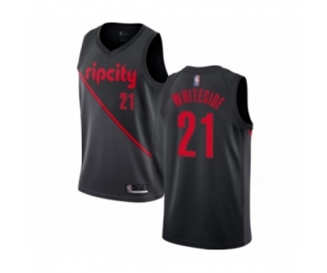 Men's Portland Trail Blazers #21 Hassan Whiteside Authentic Black Basketball Jersey - 2018 19 City Edition