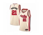 Men's Portland Trail Blazers #21 Hassan Whiteside Swingman Cream Basketball Jersey 2019-20 City Edition