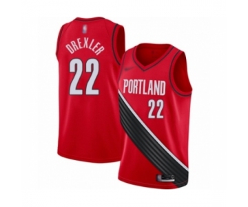 Men's Portland Trail Blazers #22 Clyde Drexler Authentic Red Finished Basketball Jersey - Statement Edition