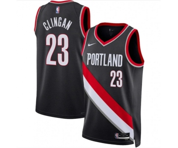 Men's Portland Trail Blazers #23 Donovan Clingan Black 2024 Draft Icon Edition Stitched Basketball Jersey