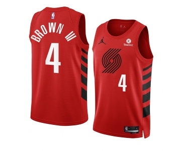 Men's Portland Trail Blazers #4 Greg Brown III 2022-23 Red Statement Edition Swingman Stitched Basketball Jersey