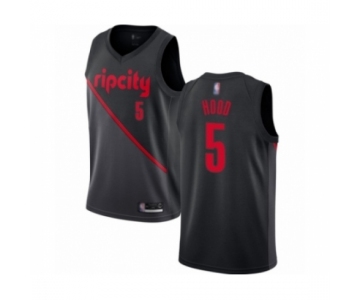 Men's Portland Trail Blazers #5 Rodney Hood Authentic Black Basketball Jersey - 2018-19 City Edition