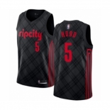 Men's Portland Trail Blazers #5 Rodney Hood Authentic Black Basketball Jersey - City Edition