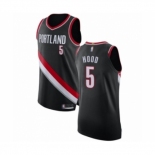 Men's Portland Trail Blazers #5 Rodney Hood Authentic Black Basketball Jersey - Icon Edition