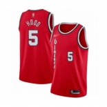 Men's Portland Trail Blazers #5 Rodney Hood Authentic Red Hardwood Classics Basketball Jersey