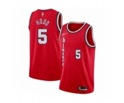 Men's Portland Trail Blazers #5 Rodney Hood Authentic Red Hardwood Classics Basketball Jersey