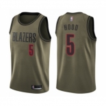 Men's Portland Trail Blazers #5 Rodney Hood Swingman Green Salute to Service Basketball Jersey