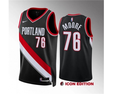 Men's Portland Trail Blazers #76 Taze Moore Black Icon Edition Stitched Basketball Jersey