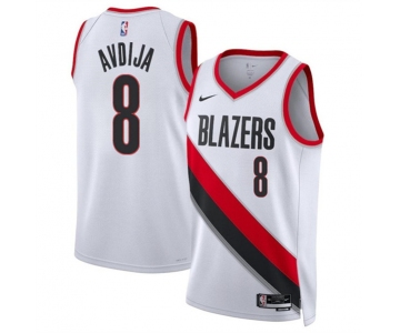 Men's Portland Trail Blazers #8 Deni Avdija White Association Edition Stitched Basketball Jersey