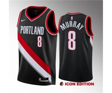 Men's Portland Trail Blazers #8 Kris Murray Black 2023 Draft Icon Edition Stitched Basketball Jersey