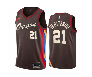 Nike Blazers #21 Hassan Whiteside Chocolate NBA Swingman 2020-21 City Edition Jersey