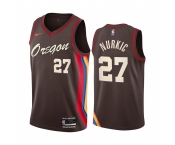 Nike Blazers #27 Jusuf Nurkic Chocolate NBA Swingman 2020-21 City Edition Jersey