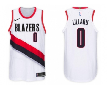 Nike NBA Portland Trail Blazers #0 Damian Lillard Jersey 2017-18 New Season White Jersey