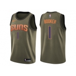 Men Nike Phoenix Suns #1 Devin Booker Green Salute to Service NBA Swingman Jersey