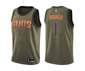 Men Nike Phoenix Suns #1 Devin Booker Green Salute to Service NBA Swingman Jersey