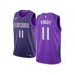 Men Nike Phoenix Suns #11 Brandon Knight Authentic Purple NBA Jersey - City Edition