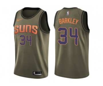 Men Nike Phoenix Suns #34 Charles Barkley Green Salute to Service NBA Swingman Jerse