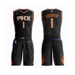 Men's Phoenix Suns #1 Devin Booker Authentic Black Basketball Suit Jersey - Statement Edition