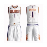 Men's Phoenix Suns #1 Devin Booker Authentic White Basketball Suit Jersey - Association Edition