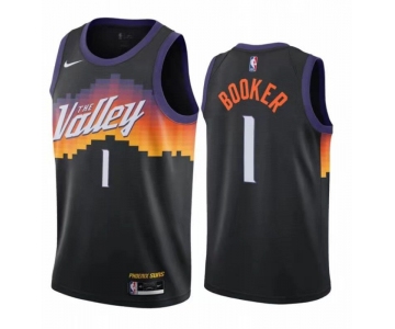 Men's Phoenix Suns #1 Devin Booker  Black Basketball Jersey 2020-2021 City Edition