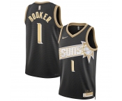 Men's Phoenix Suns #1 Devin Booker Black Gold 2024 Select Series Stitched Jersey