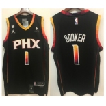 Men's Phoenix Suns #1 Devin Booker Black Stitched Basketball Jersey