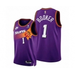 Men's Phoenix Suns #1 Devin Booker Purple Stitched Jersey