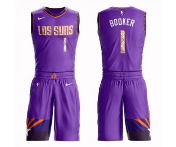 Men's Phoenix Suns #1 Devin Booker Swingman Purple Basketball Suit Jersey - City Edition