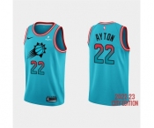 Men's Phoenix Suns #22 Deandre Ayton 2022-23 Blue City Edition Stitched Basketball Jersey